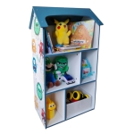 Детска етажерка - Къщичка MONSTER, Синя за съхранение на играчки и книжки