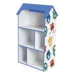 Детска етажерка - Къщичка MONSTER, Синя за съхранение на играчки и книжки