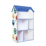 Детска етажерка - Къщичка MONSTER, Синя за съхранение на играчки и книжки