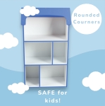 Детска етажерка - Къщичка MONSTER, Синя за съхранение на играчки и книжки