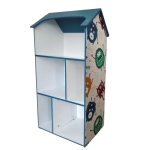 Детска етажерка - Къщичка MONSTER, Синя за съхранение на играчки и книжки