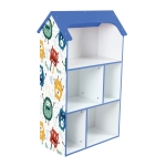 Детска етажерка - Къщичка MONSTER, Синя за съхранение на играчки и книжки