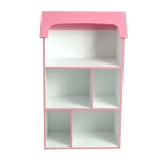 Детска етажерка - Къщичка SUPER GIRL, Розова за съхранение на играчки и книжки
