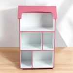 Детска етажерка - Къщичка SUPER GIRL, Розова за съхранение на играчки и книжки