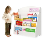 Детска Етажерка , Органайзер с Рафтове за Книжки и Списания, Дървена, Бяла, 80х30х80 см.