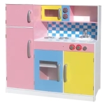Детска Дървена Кухня за Ролеви Игри с Цветен Дизайн, 90x30x90 см
