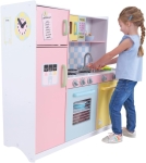 Детска Дървена Кухня за Ролеви Игри с Цветен Дизайн, 90x30x90 см