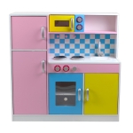 Детска Дървена Кухня за Ролеви Игри с Цветен Дизайн, 90x30x90 см