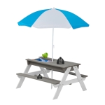 Детска Градинска Маса 3 в 1 Чадър с Регулируема Височина, Подвижен Плот за Активни Игри на Открито