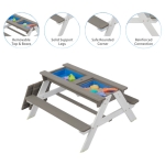 Детска Градинска Маса 3 в 1 Чадър с Регулируема Височина, Подвижен Плот за Активни Игри на Открито