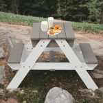 Детска Градинска Маса 3 в 1 Чадър с Регулируема Височина, Подвижен Плот за Активни Игри на Открито