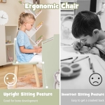 Детска Маса с 2 Столчета - Мултиактивна Къщичка с Черна Дъска, Плот за Рисуване и Четене