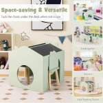 Детска Маса с 2 Столчета - Мултиактивна Къщичка с Черна Дъска, Плот за Рисуване и Четене