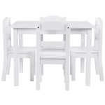 Детска Маса с 4 Столчета , Дървен Комплект за Игра и Учение, Бял, 66x56x48 см