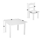 Детска Маса с 4 Столчета , Дървен Комплект за Игра и Учение, Бял, 66x56x48 см