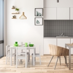 Детска Маса с 4 Столчета , Дървен Комплект за Игра и Учение, Бял, 66x56x48 см