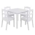 Детска Маса с 4 Столчета , Дървен Комплект за Игра и Учение, Бял, 66x56x48 см