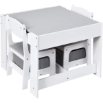 Детска Маса със Столчета, Двустранна, с Черна Дъска, 2 в 1 за Игра и Съхранение