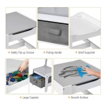 Детска Маса със Столчета, Двустранна, с Черна Дъска, 2 в 1 за Игра и Съхранение