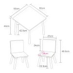 Детска Маса със Столчета  за Рисуване, Игра, Хранене, Дървена, DINOSAUR