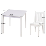 Детска Маса със Столчета, Комплект от Дърво,за Учене, Рисуване, Игра и Хранене, за Детска Стая, Бял