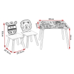 Детска Маса с 2 Столчета, Комплект от Дърво - за Учене, Игра, Рисуване, Хранене - SAFARI