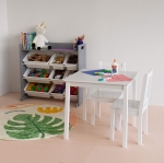 Детска Маса със Столчета, Комплект от Дърво,за Учене, Рисуване, Игра и Хранене, за Детска Стая, Бял