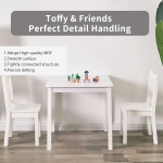 Детска Маса със Столчета, Комплект от Дърво,за Учене, Рисуване, Игра и Хранене, за Детска Стая, Бял