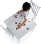 Детска Маса със Столчета, Комплект от Дърво,за Учене, Рисуване, Игра и Хранене, за Детска Стая, Бял