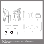Детска Маса със Столчета, Комплект от Дърво,за Учене, Рисуване, Игра и Хранене, за Детска Стая, Бял