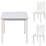 Детска Маса със Столчета, Комплект от Дърво,за Учене, Рисуване, Игра и Хранене, за Детска Стая, Бял