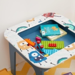 Детска Маса с 2 Столчета, Двустранна, за Рисуване и за Редене на Конструктори тип LEGO