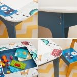 Детска Маса с 2 Столчета, Двустранна, за Рисуване и за Редене на Конструктори тип LEGO