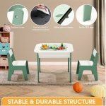 Детска Масичка със Столчета 4 в 1 , 2 Плота, Черна дъска и Плот за Редене на Конструктори тип LEGO, Forest