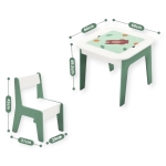 Детска Масичка със Столчета 4 в 1 , 2 Плота, Черна дъска и Плот за Редене на Конструктори тип LEGO, Forest