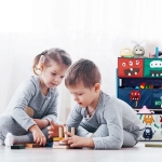 Детски Органайзер за Играчки, Eетажерка, Секция, с 9 Текстилни Кутии за Съхранение - MONSTER