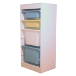 Детски Шкаф , Етажерка за Играчки с 4 Кутии за Съхранение, Бял