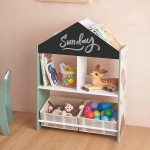Детски Шкаф Етажерказа Играчки и Книжки  с Мече, Черна Дъска за Писане, Къщичка FOREST