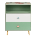 Детски Шкаф за Играчки и Дрехи, Етажерка за Детска Стая с 2 чекмеджета, Мече, FOREST