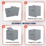 Детски Скрин  с 6 Текстилни Кутии за Съхранение на Играчки и Аксесоари, Сиво и Бяло
