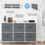 Детски Скрин  с 6 Текстилни Кутии за Съхранение на Играчки и Аксесоари, Сиво и Бяло