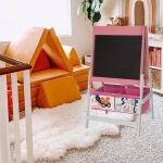 Детски Статив за Рисуване 3 в 1 - Черна Дъска, Бяла Дъска, Хартиена Ролка, SUPER GIRL