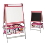 Детски Статив за Рисуване 3 в 1 - Черна Дъска, Бяла Дъска, Хартиена Ролка, SUPER GIRL