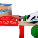 Детско Дървено Влакче, 88 Части, Локомотив с Батерия, 3+