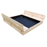Голям Детски Пясъчник с Пейки и Сгъваем Капак 157x157x21см, Дървен