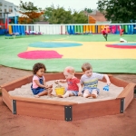 Голям Детски Пясъчник , Дървен OCTAGON, Водоустойчиво Покривало, 199х199х23 см.