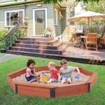 Голям Детски Пясъчник , Дървен OCTAGON, Водоустойчиво Покривало, 199х199х23 см.