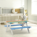 Детска Маса за Пикник с Пейки , Градинска, Дървена, Игри на Открито, RAINBOW, 89х79х50 см.