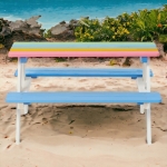 Детска Маса за Пикник с Пейки , Градинска, Дървена, Игри на Открито, RAINBOW, 89х79х50 см.