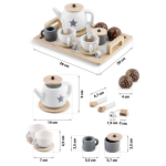 Детски Дървен Комплект за Чай и Кафе с Аксесоари - бяло/сиво